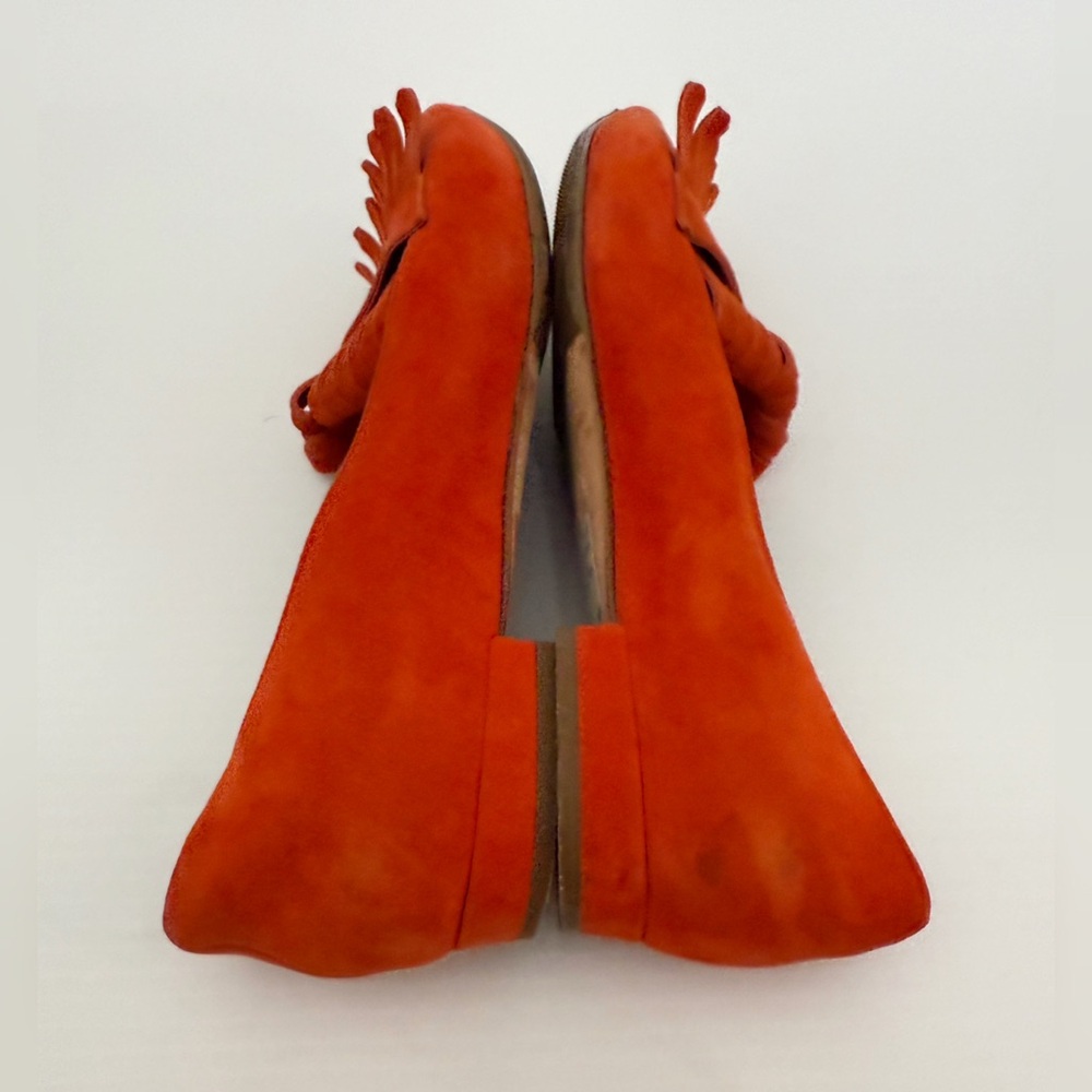 M. Gemi Burnt Orange Suede Leather Fringe Loafers - 36.5 - Picture 8 of 15